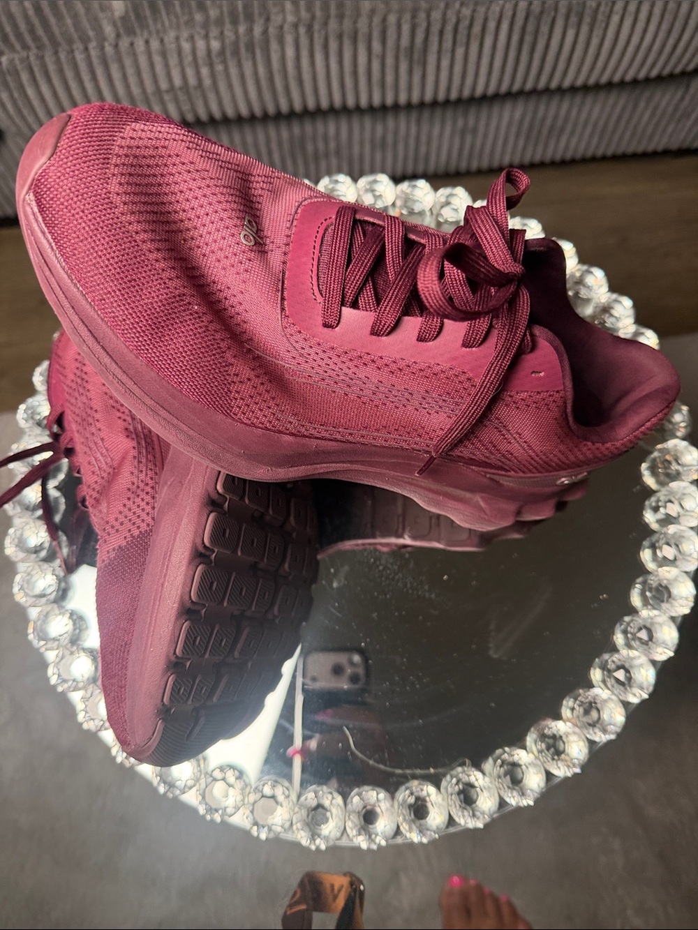 ALO Yoga Women's Lace-Up Athletic Sneakers in Burgundy Wine - Picture 3 of 3